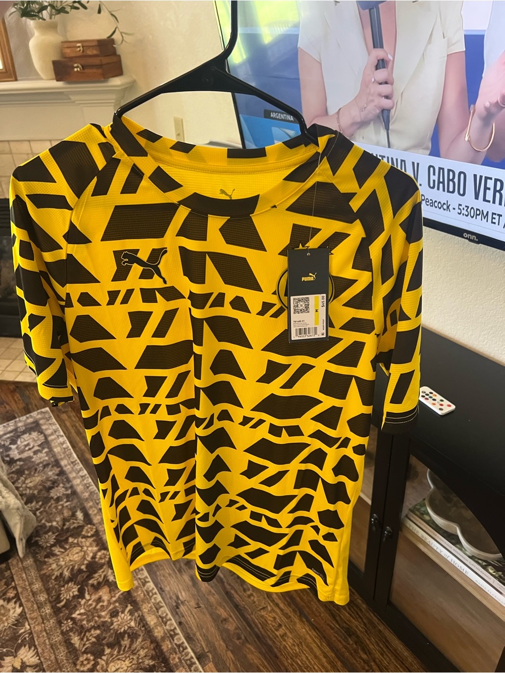 Dortmund Puma Yellow and Black Geometric Performance Shirt